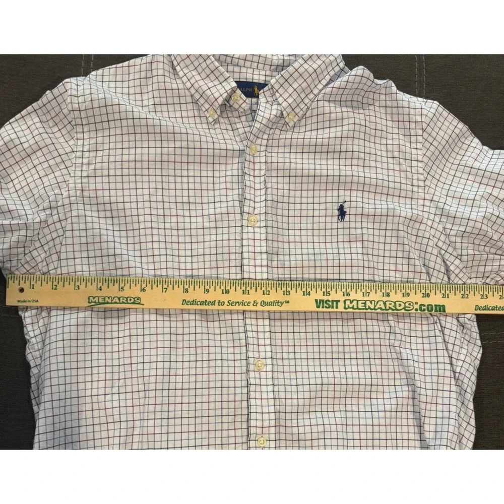 Ralph Lauren Mens XL Tattersall Check Button Down Shirt Blue Red White Cotton‎